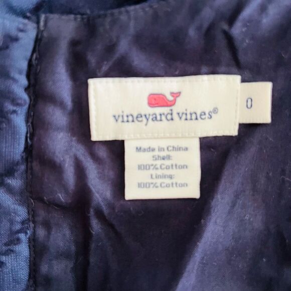 Vineyard Vines navy blue lined cotton embroidered zig zag pattern dress size 0. - Picture 8 of 8
